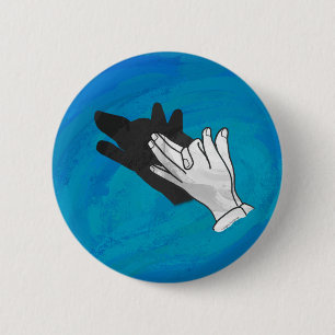 Badge Rond 5 Cm Wolf Shadow on Blue