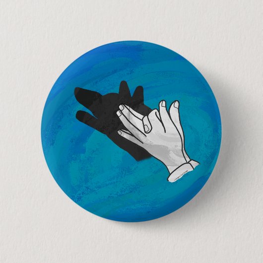 Badge Rond 5 Cm Wolf Shadow on Blue (Devant)