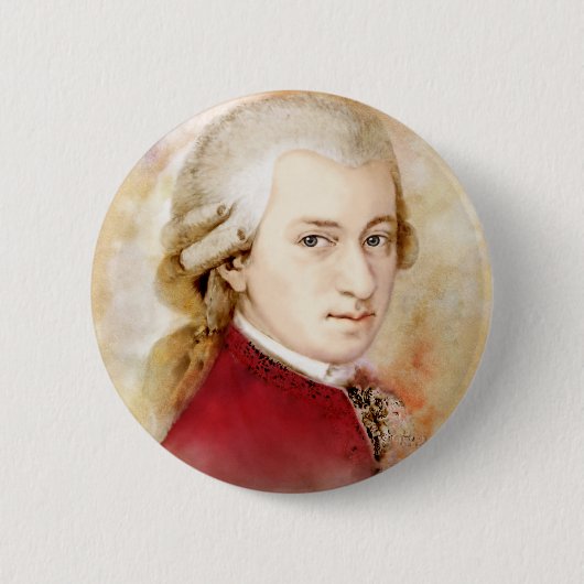 Badge Rond 5 Cm Wolfgang Amadeus Mozart im Aquarell Stil (Devant)