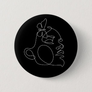 Badge Rond 5 Cm Woman Face Line Art