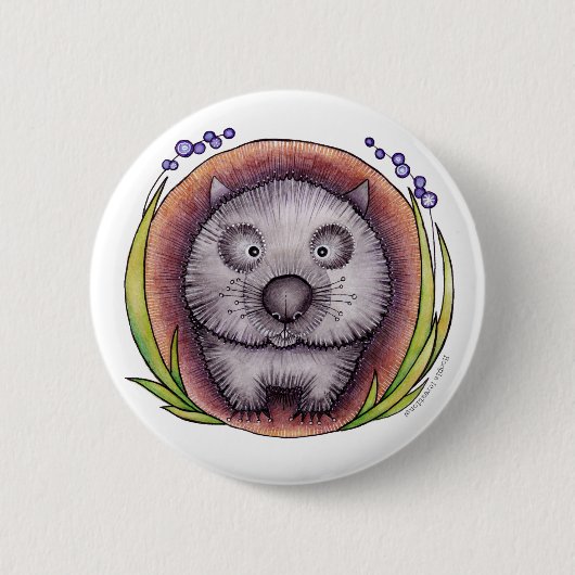 Badge Rond 5 Cm "Wombie" l'insigne de bouton de wombat (Devant)
