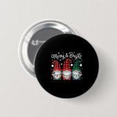 Badge Rond 5 Cm Womens Gnomes Merry And Bright Christmas Lights Bu (Devant & derrière)