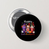 Badge Rond 5 Cm Womens Happy Hallothanksmas Coffee Lover Halloween (Devant & derrière)
