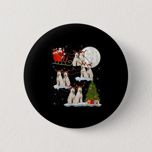 Badge Rond 5 Cm Womens Labradoodle Dog Santa Sleigh Flying Funny M (Devant)
