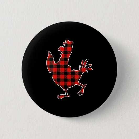 Badge Rond 5 Cm Womens Red Buffalo Plaid Pajama Chicken Merry Chri (Devant)