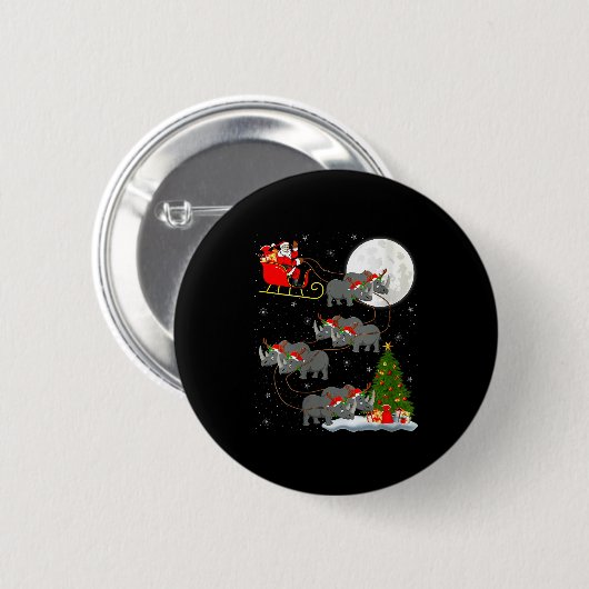 Badge Rond 5 Cm Womens Rhino Santa Sleigh Flying Funny Magical Chr (Devant & derrière)