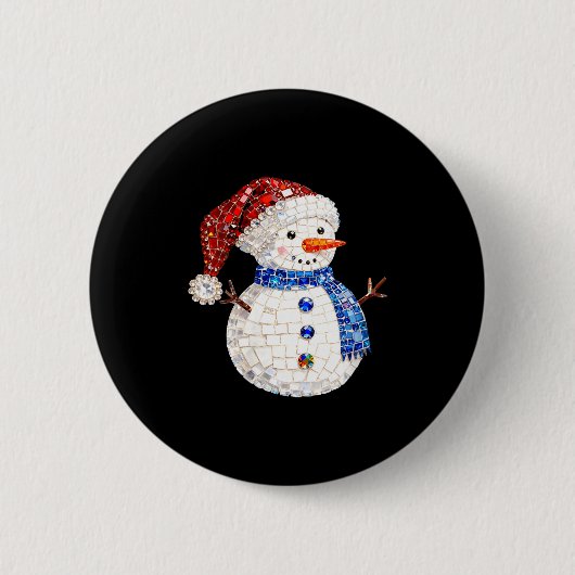 Badge Rond 5 Cm Womens Sparkly Rhinestone Snowman Pajamas Holiday  (Devant)