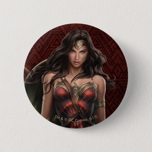 Badge Rond 5 Cm Wonder Woman Battle-Ready Comic Art (Devant)