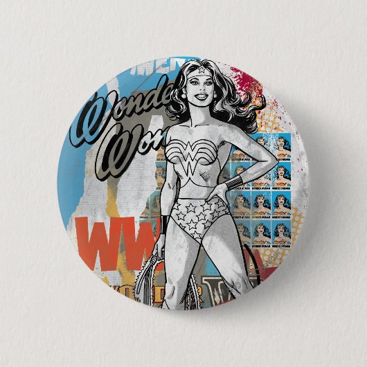 Badge Rond 5 Cm Wonder Woman Collage 2 (Devant)