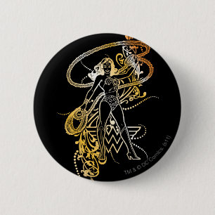 Badge Rond 5 Cm Wonder Woman Fade Jaune