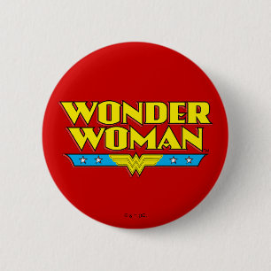 Badge Rond 5 Cm Wonder Woman Nom et logo
