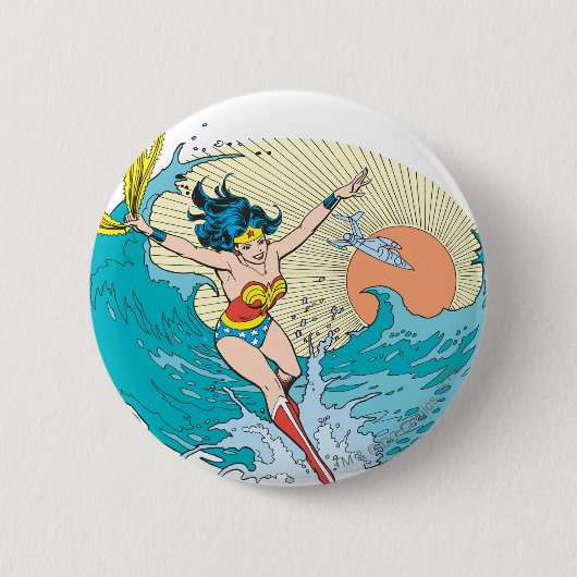 Badge Rond 5 Cm Wonder Woman Ocean Sky (Devant)