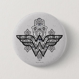 Badge Rond 5 Cm Wonder Woman Spirituel Paisley Hamsa Logo