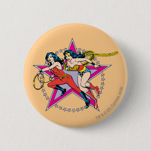 Badge Rond 5 Cm Wonder Woman Star Arrière - plan