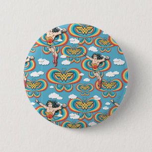 Badge Rond 5 Cm Wonder Woman, une femme qui vole haut Motif