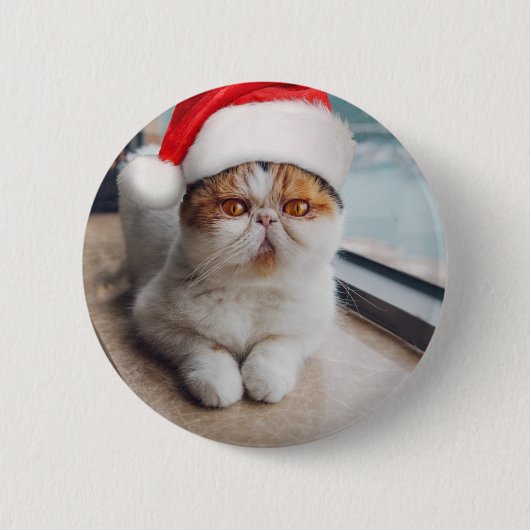 Badge Rond 5 Cm Wonderful persian cat with Santa Claus (Devant)