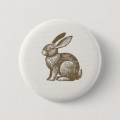 Badge Rond 5 Cm Woodcut Rabbit Button (Devant)