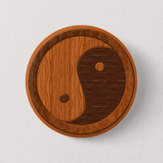 Badge Rond 5 Cm Wooden Yin Yang