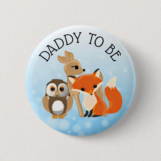 Badge Rond 5 Cm Woodland Créatures Papa to be Baby shower Button (Devant)