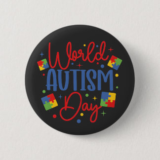 Badge Rond 5 Cm World Autism Awareness Day Colorful Puzzle Piece