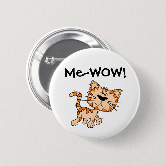 Badge Rond 5 Cm -WOW, Meow, le bon travail, wow ! Chat mignon de (Devant & derrière)