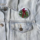 Badge Rond 5 Cm Wreath de Noël (En situation)
