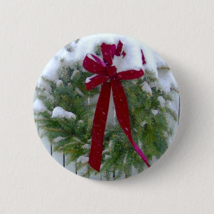 Badge Rond 5 Cm Wreath de Noël