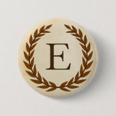 Badge Rond 5 Cm Wreath Laurel sur le monogramme initial E (Devant)