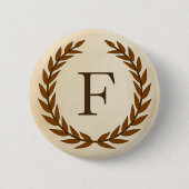 Badge Rond 5 Cm Wreath Laurel sur le monogramme initial F (Devant)