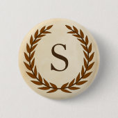 Badge Rond 5 Cm Wreath Laurel sur le parchemin Monogramme initial (Devant)