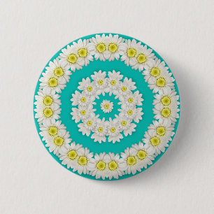 Badge Rond 5 Cm Wreath of Daisies