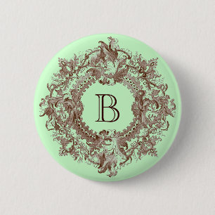 Badge Rond 5 Cm Wreath Vintage ornée