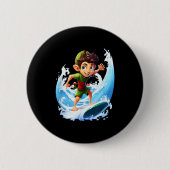 Badge Rond 5 Cm X-mas Christmas Elf Riding Surfboard Surfboard  (Devant)