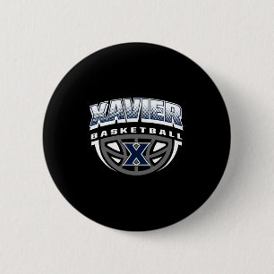 Badge Rond 5 Cm Xavier musketeers basket dribble marine