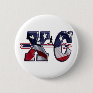 BADGE ROND 5 CM XC DRAPEAU DES ETATS-UNIS DE PAYS CROISÉ ENVELOPP