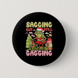 Badge Rond 5 Cm Xmas Drôle Grenouille Meme Noël Affaissé Mais Touj