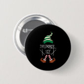 Badge Rond 5 Cm Xmas Drumsticks Music Matching Drummer Elf Pajama (Devant & derrière)