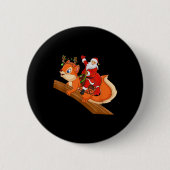 Badge Rond 5 Cm Xmas Family Matching Funny Santa Riding Squirrel C (Devant)