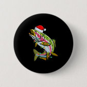 Badge Rond 5 Cm Xmas Lights Santa Hat Rainbow Trout Fish Christmas (Devant)