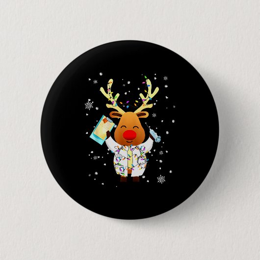 Badge Rond 5 Cm Xmas Reindeer Doctor Reindeer Lover Funny Christma (Devant)