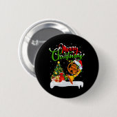 Badge Rond 5 Cm Xmas Tree Lights Santa Hat Musical French Horn Chr (Devant & derrière)