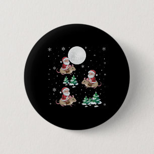 Badge Rond 5 Cm Xmas Tree Père Noël équitation Dormouse drôle Noël