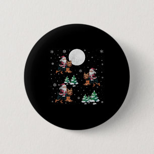 Badge Rond 5 Cm Xmas Tree Père Noël équitation Yorkshire Terrier F