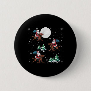 Badge Rond 5 Cm Xmas Tree Père Noël Riding Irlandais Setter Chien