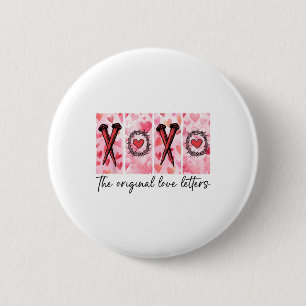 Badge Rond 5 Cm Xoxo Les Lettres d'Amour Originales Valen Retro Ch