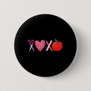 Badge Rond 5 Cm Xoxo Professeur Saint Valentin Crayon Et Pomme 1 