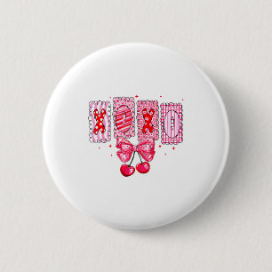 Badge Rond 5 Cm Xoxo Saint-Valentin Coquette Cerise Arc Rouge Fill