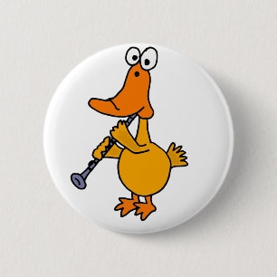 Badge Rond 5 Cm XX canard jouant la clarinette