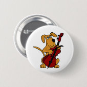 Badge Rond 5 Cm XX chiot Brown jouant le violoncelle (Devant & derrière)