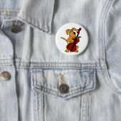 Badge Rond 5 Cm XX chiot Brown jouant le violoncelle (En situation)